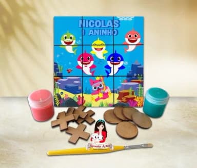 Jogo da Velha com Tinta Personalizado Baby Shark