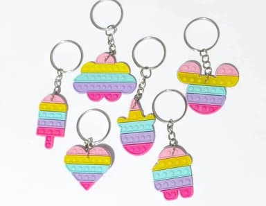 Chaveiro Pop It Fidget Variados de Borracha - Pct C/6 Unid