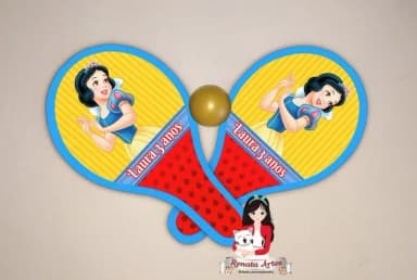 Raquetes de Ping Pong Tema Branca de Neve