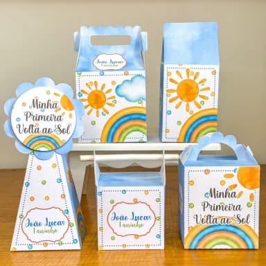 PEGUE E MONTE - Kit Festa PRIMEIRA VOLTA AO SOL MENINO - Decoração de Festa | Lembrancinhas | Aniversário | Personalizados