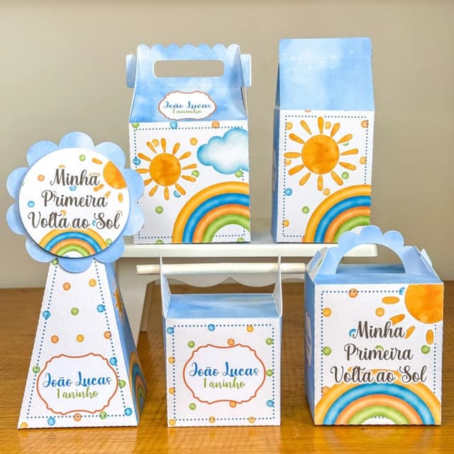 PEGUE E MONTE - Kit Festa PRIMEIRA VOLTA AO SOL MENINO - Decoração de Festa | Lembrancinhas | Aniversário | Personalizados