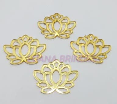 Aplique Flor de Lotus Acrílico Espelhado Doud - 2,9cm - 6 Pç
