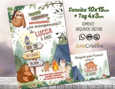 Convite Digital C/tag Acampamento Bosque