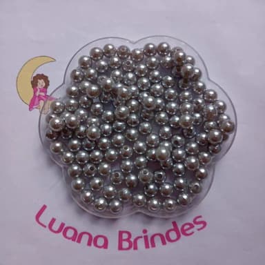 Pérola com Furo Prata 8mm Pacote 100 Unidades