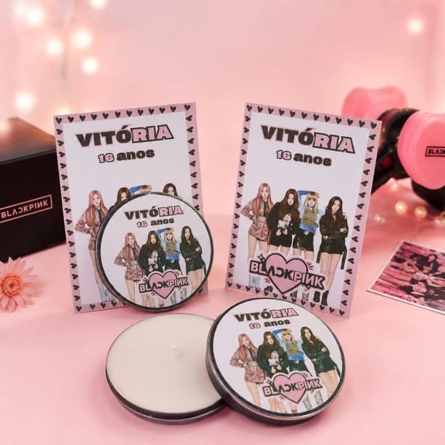 60 unidades de Vela Aromática na latinha Personalizada, BlackPink- Eventos, Festas, Brindes, fazemos qualquer tema