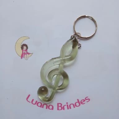 Chaveiro Nota Musical Verde Acrilico 5cm Pct 4 unids