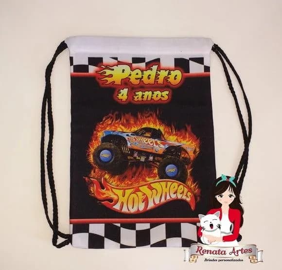 Mochila de Tecido Personalizada Hot Wheels Monster Truck