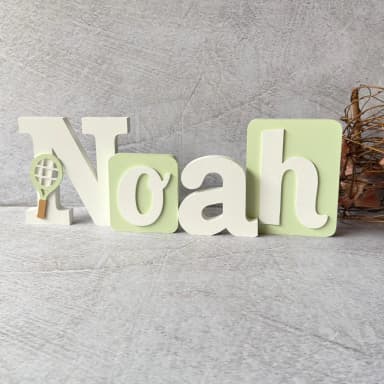 Letras Personalizadas com Raquete de Tênis – 13 cm - Blocos