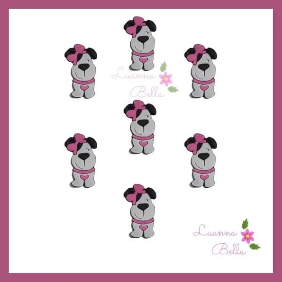 Aplique Emborrachado Cachorrinha - Pct c/7unds