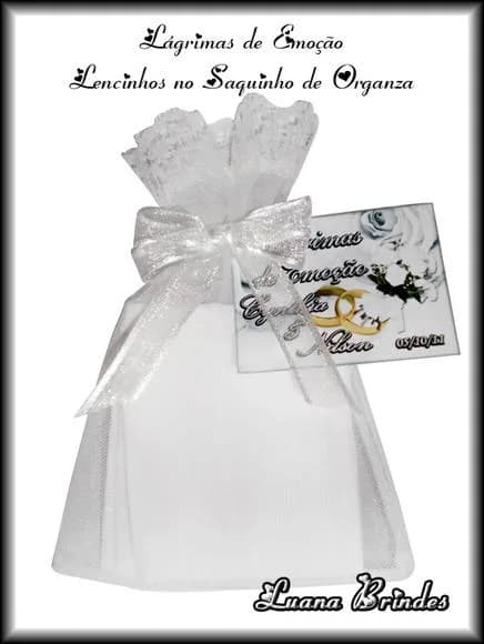 Lenços Lágrimas de Emoção no Organza - 01 Kit