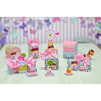 Kit 60 Lembrancinhas Fazendinha Rosa ou Azul