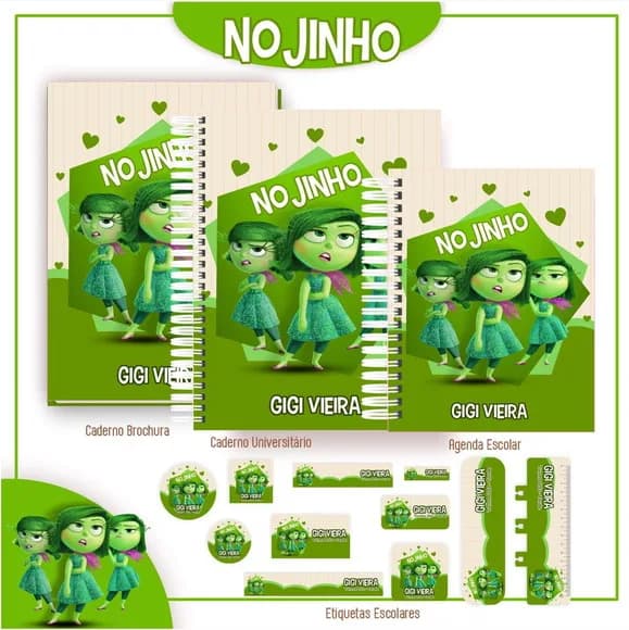Caderno + Etiquetas + Tag Personalizada + Lápis