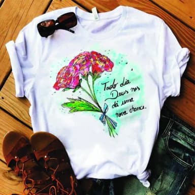 Camiseta Frases Motivacionais Flores Fé