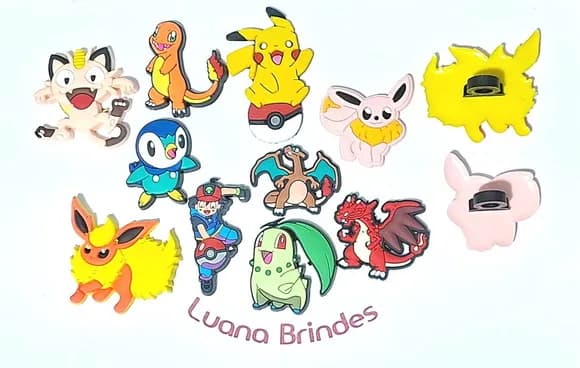Ponteira P/lápis Pokémon Emborrachado Pacote com 10 Unidades