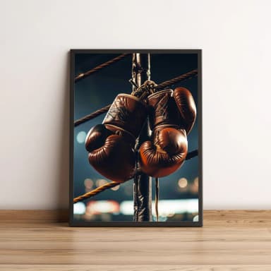 Quadro Luvas de Boxe no Ringue Vintage 2584