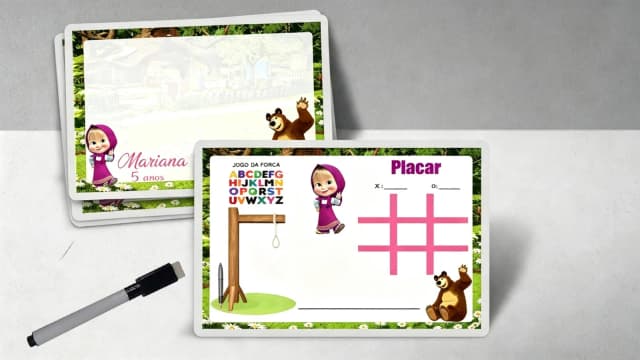 Lousa Magica Personalizada para lembrancinhas da Marsha e o Urso
