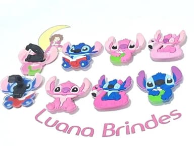 Pins para Cadarço Stitch e Angel Pacote com 6 Unidades
