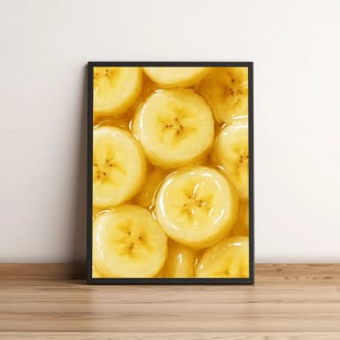 Quadro Decorativo com Bananas Fatiadas em Calda Dourada 1687