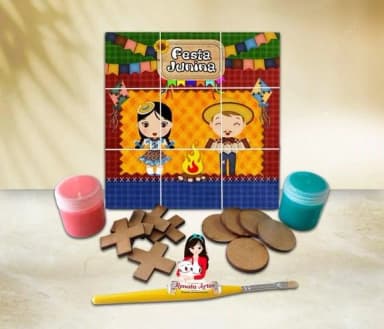 Jogo da Velha com Tinta Personalizado Festa Junina