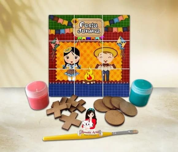 Jogo da Velha com Tinta Personalizado Festa Junina