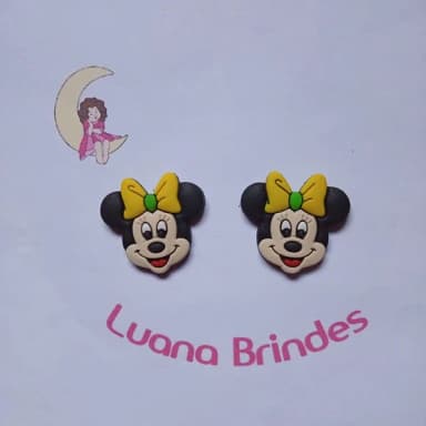 Aplique Minnie Rostinho Laço Amarelo 3.2cm 7 Unidades