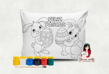 Almofada com Tinta para Colorir Pascoa