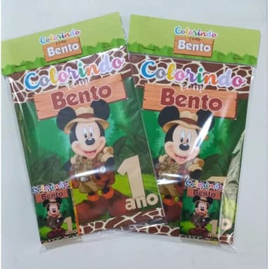 Kit Colorir com Revista e Giz de Cera lembrancinhas do Mickey Safari