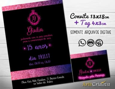CONVITE DIGITAL C/TAG 15 anos