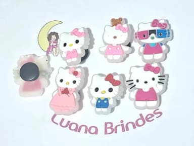 Pins de Crocs Hello Kitty Flourescente Emborrachado 6 Peça