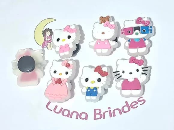 Pins de Crocs Hello Kitty Flourescente Emborrachado 6 Peça