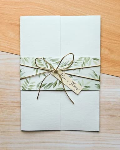 Convite de Casamento Moderno Folhas