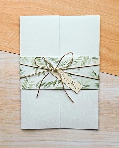 Convite de Casamento Moderno Folhas