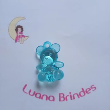 Ursinho Pingente Azul de Acrílico 3,5cm Pct 7 Unidades