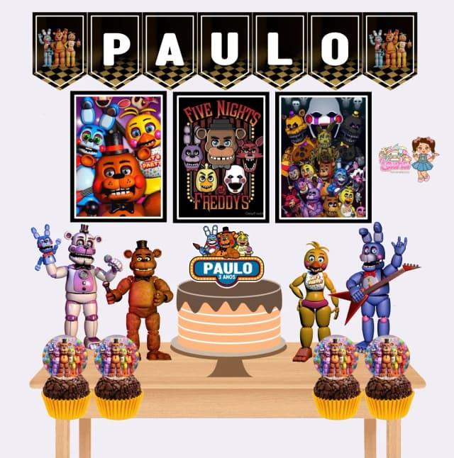Kit Festa Só Um Bolinho FIVE NIGHTS AT FREDDY'S - Decoração de Festa