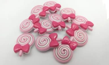 Aplique Botão de Pirulito Rosa de 3,7cm - 15 unidades