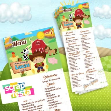 Menu Cardápio Personalizado Festa Fazendinha