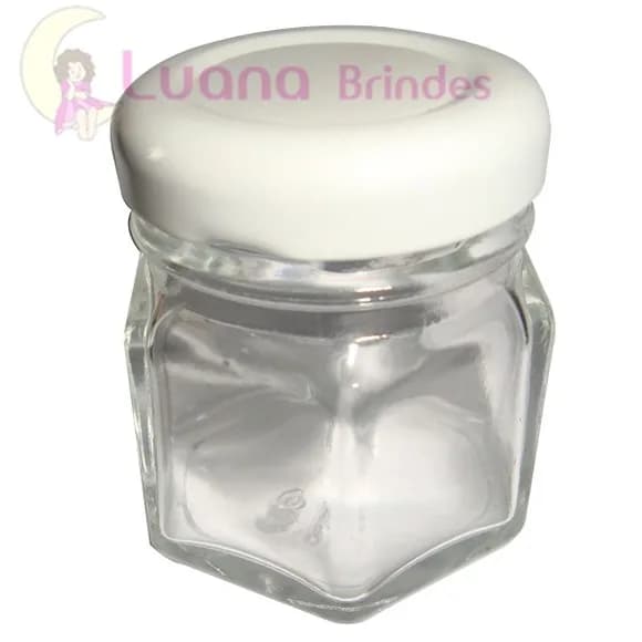 Potes de Vidro Sextavado Cristal 40ml Pct 2 Unidades