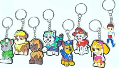 Chaveiro Patrulha Canina 5cm Emborrachado Pcts com 8 Peças