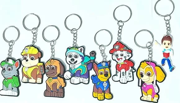 Chaveiro Patrulha Canina 5cm Emborrachado Pcts com 8 Peças