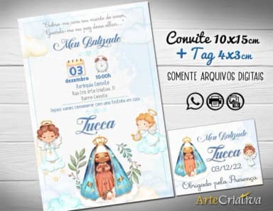 Convite Digital C/tag Batismo Nossa Senhora Menino