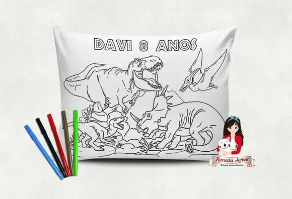 Almofada Pinte e Lave Dinossauros Jurassik