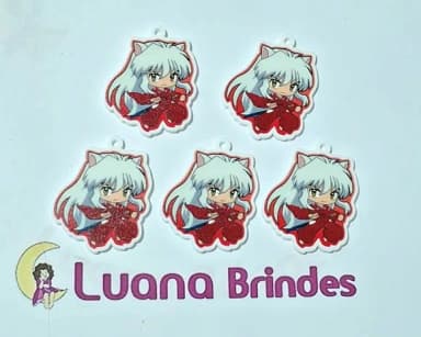 Pingente Inuyasha Anime Acrílicouv 4cm Pacote com 5 Unidades