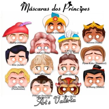 Máscaras Das Príncipes - Valor Unitário