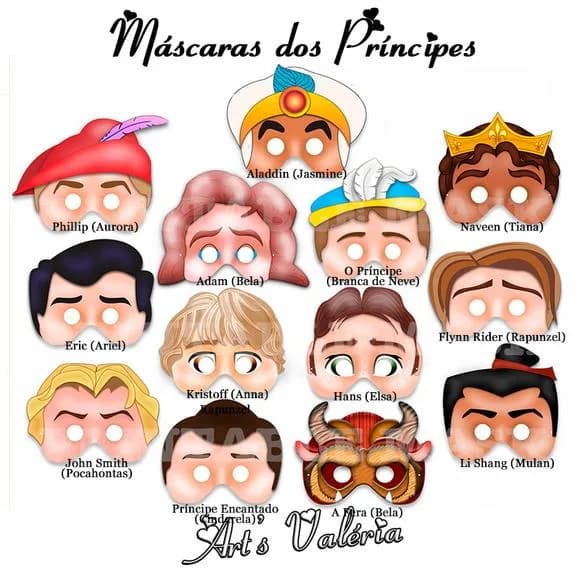 Máscaras Das Príncipes - Valor Unitário
