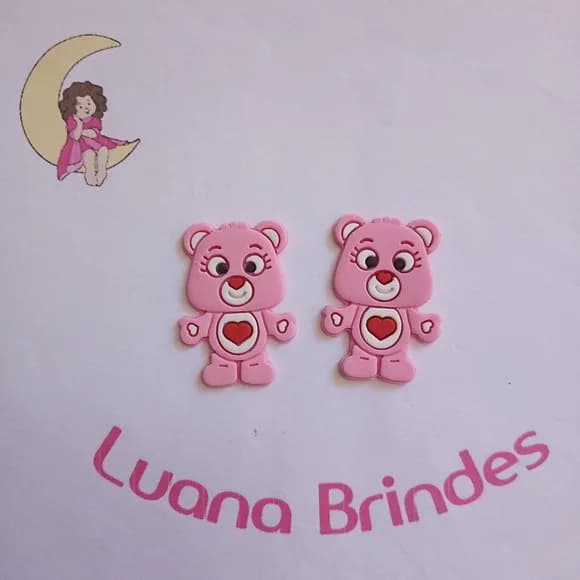 Aplique Ursinho Carinhoso Rosa Emborrachado Pct 6 Unidade