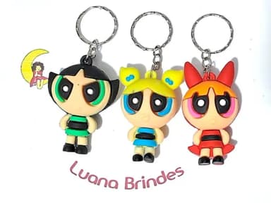 Chaveiro Meninas Super Poderosas 5cm Pacote com 3 Unidades
