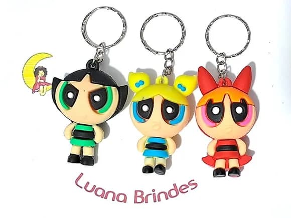 Chaveiro Meninas Super Poderosas 5cm Pacote com 3 Unidades