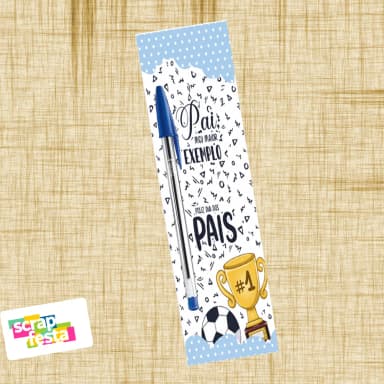 Marca Página Personalizado e Caneta Azul Dia dos Pais