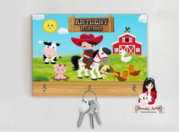 Porta Chaves Personalizado Fazendinha Novo