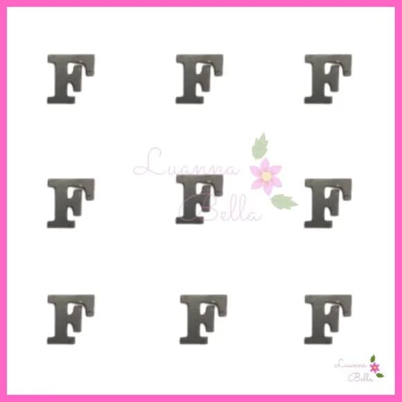 Aplique Letra F de Acrílico Preto - Pct c/ 8 unidades